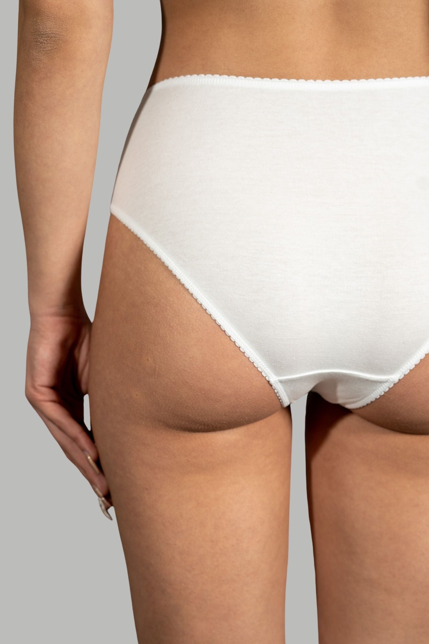 Slip a Vita Alta in Cotone Modal con Inserti in Pizzo