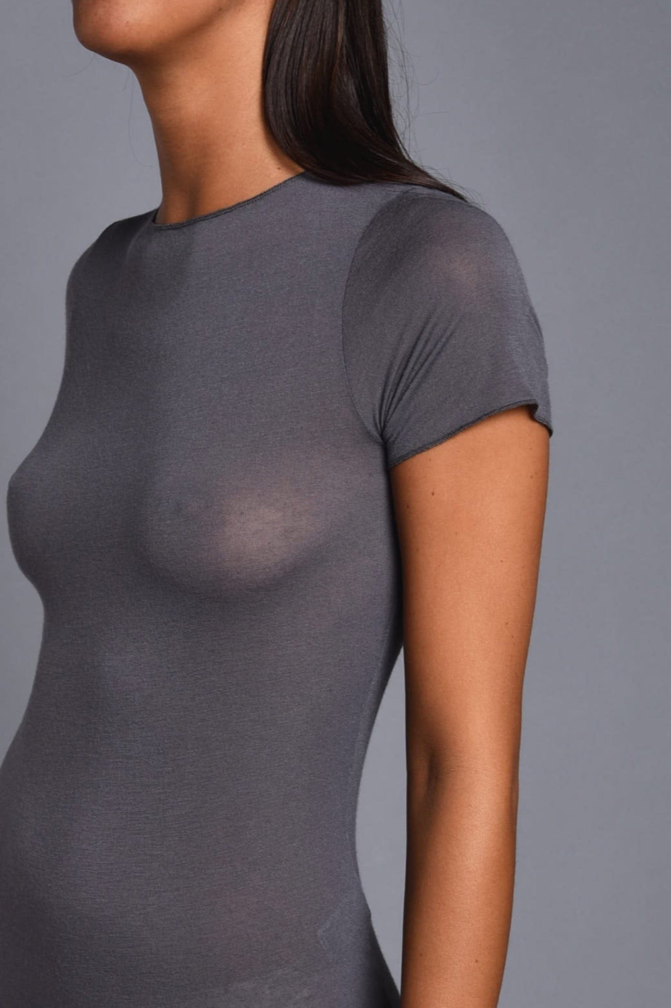 Maglia a Manica Corta in Modal Ultralight con Cashmere Girocollo