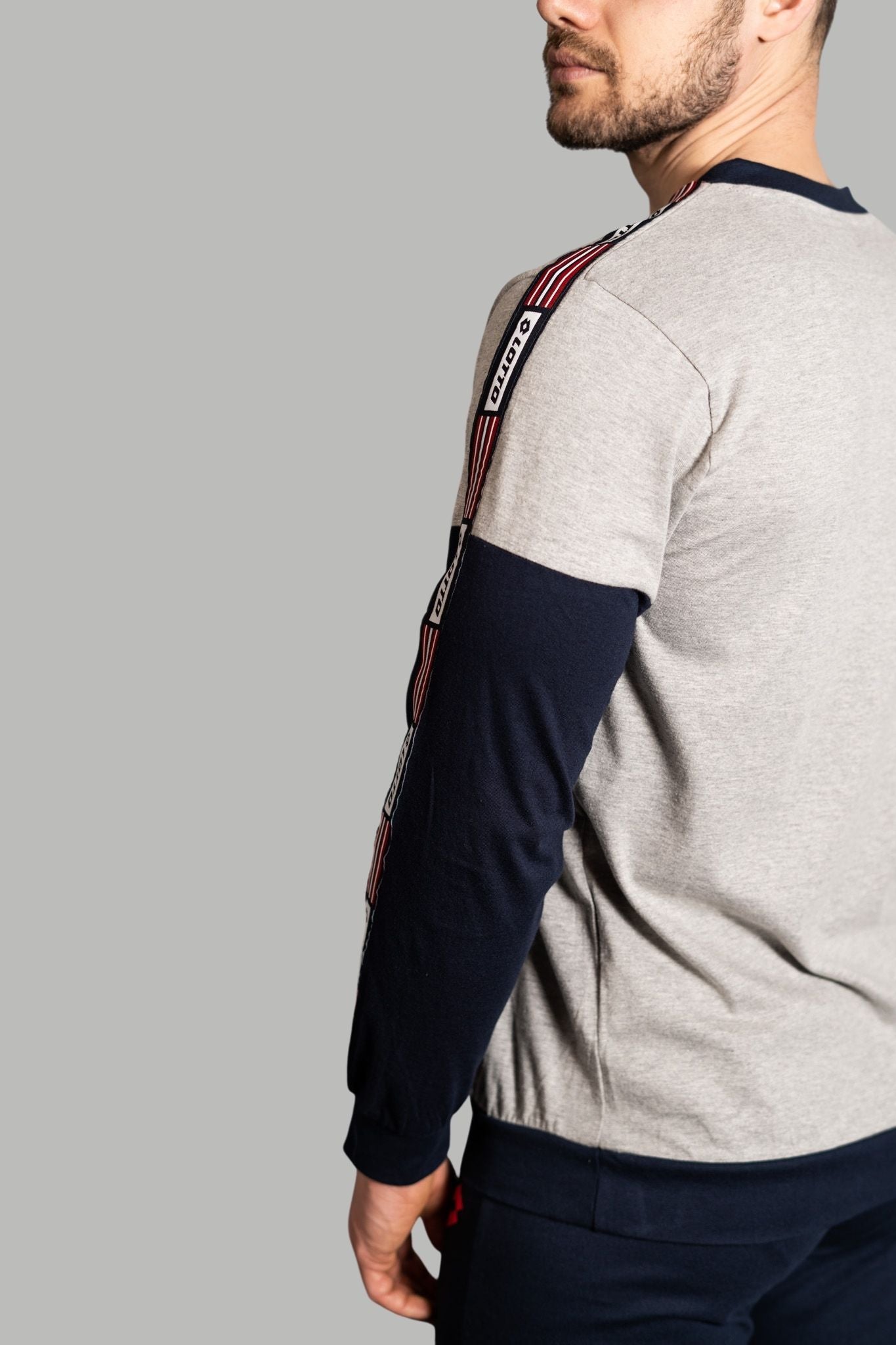 Pigiama Lungo in Jersey di Cotone stampa Logo