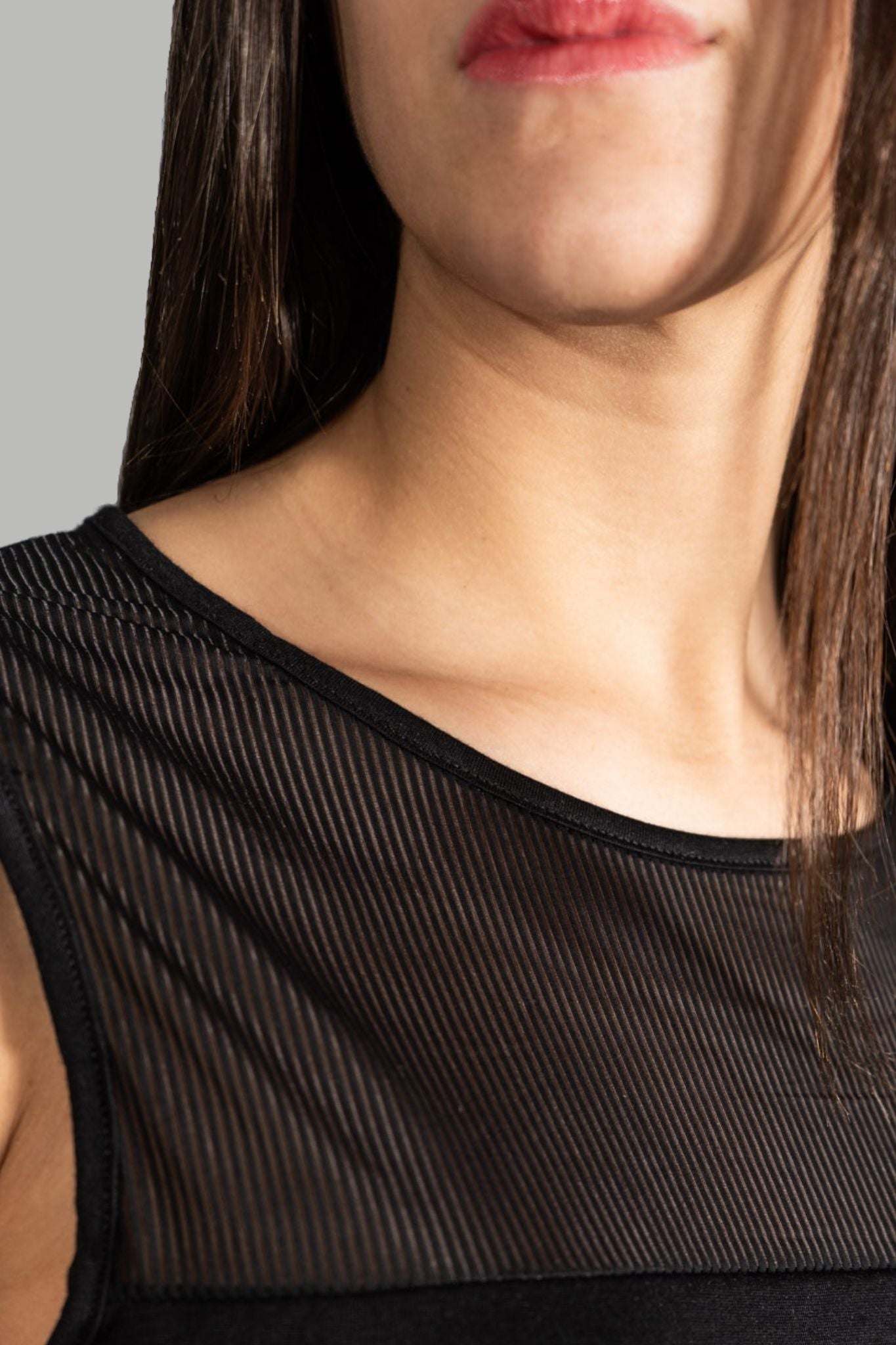 Canotta a Spalla Larga in Modal Seta con Trasparenza