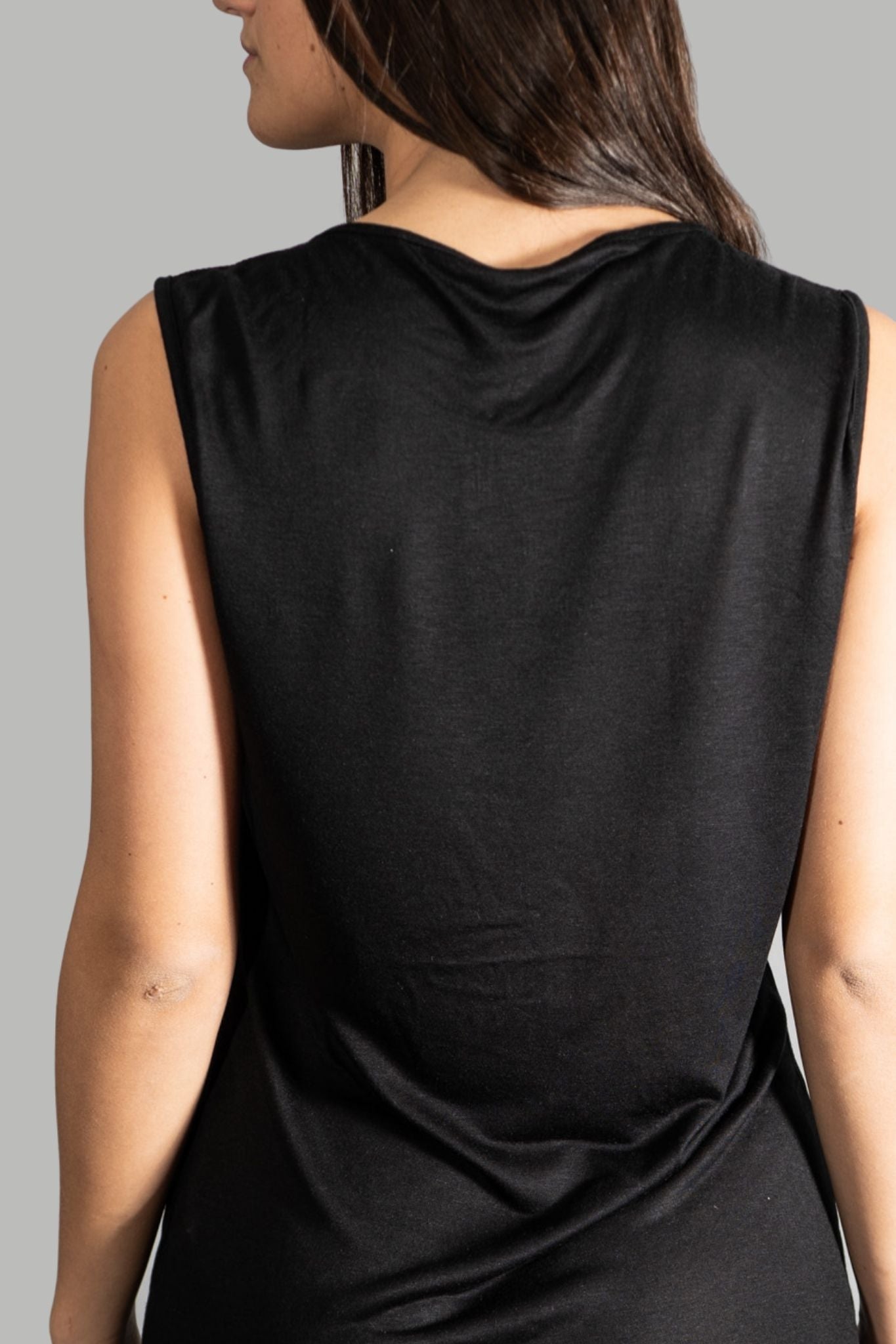 Canotta a Spalla Larga in Modal Seta con Trasparenza