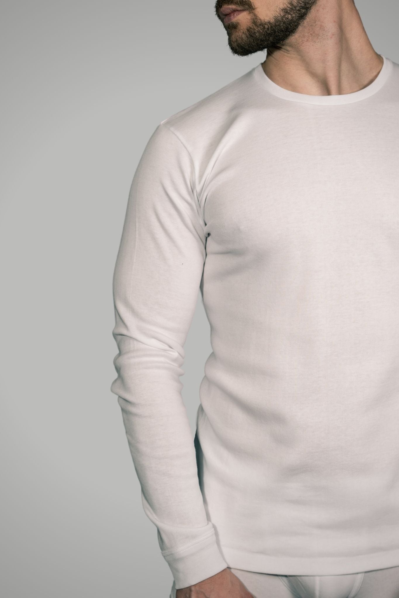 Maglia a Manica Lunga in Cotone Garzato Girocollo